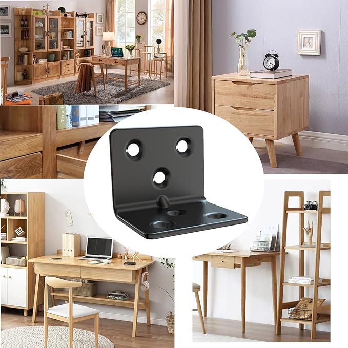 Black Stainless Steel Shelf Bracket,Joint Right Angle Bracket,L Shape Heavy Duty Metal Corner Brace Shelf Supporter for Wood Aufuga (Black_1.5x1.2x1.2inch, 16pcs)