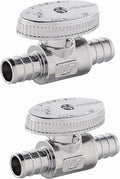 (Pack of 2) EFIELD 1/4 Turn Straight Stop Valve Barb Crimp 1/2" Pex X 1/2" Pex Chrome Plated Brass,(VALVE105)
