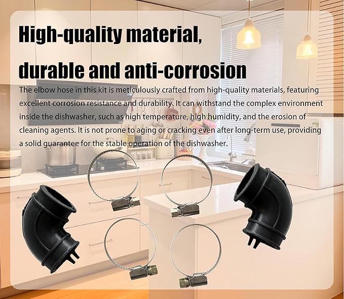 2Pcs WD24x33918 Dishwasher Circulation Pump Elbow Hose And Clamp Kit For GE Dishwasher drain hose WD19X25460 WD19X25700 dishwasher elbow hose kit,dishwasher pump to sump elbow hose
