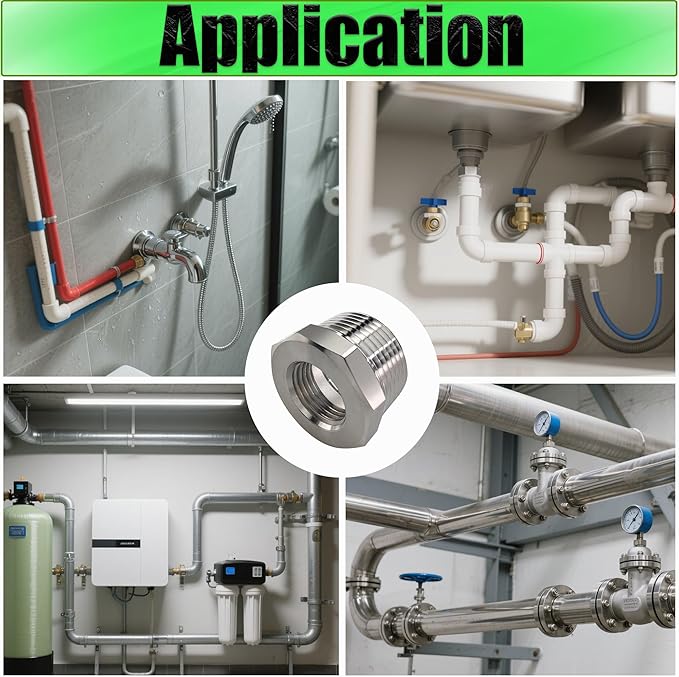 2 Pcs 304 Stainless Steel 1" Male to 1/2" Female Reducer Bushing, 1 Inch MNPT to 1/2 Inch FNPT Pipe Fitting Reducing Adapter Tube Connector Convert (1" Male x 1/2" Female)