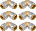 SharkBite Max 1 x 1 in PTC 90 Degree Elbow, Pack of 6, Push-to-Connect Brass Plumbing Fitting, UR260