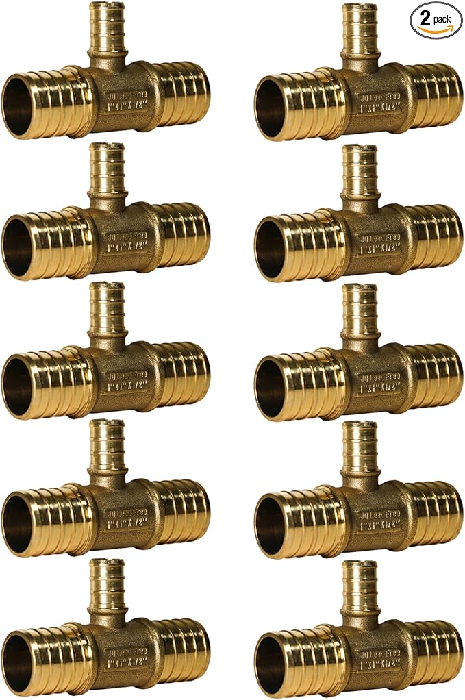 XFITTING 1 inch x 1 inch x 1/2 inch Pex Reducing Tee, Pex B Crimp Version 25-1-5=2X, 2 Pieces