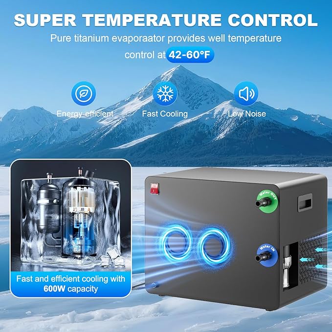 1/3HP Cold Plunge Chiller with Built-in Pump & Filter, 110V Smart LED Touchscreen Ice Bath Water Chiller for Cold Plunge Tub, Ideal for Cold Therapy Recovery at Home or Gym