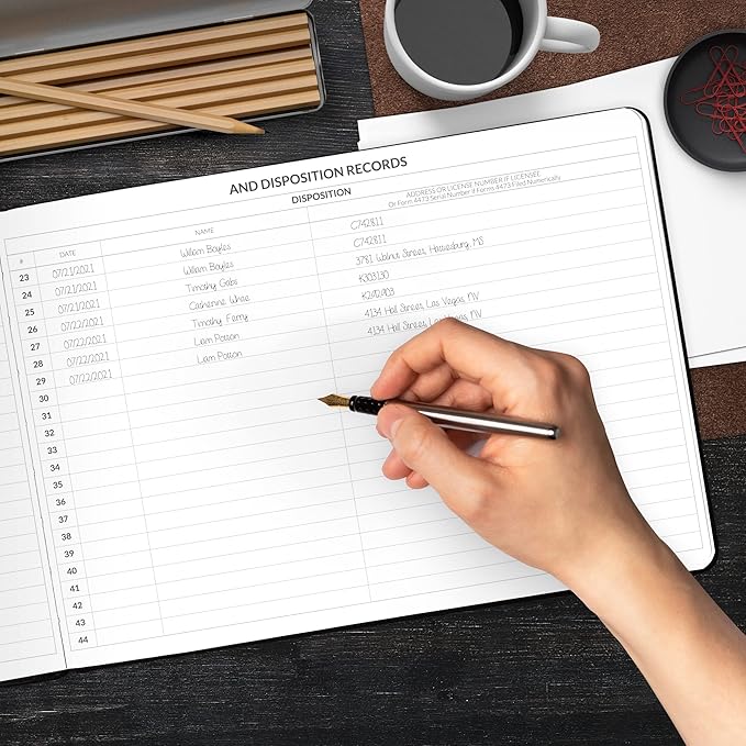 Skyline Firearms Acquisition & Disposition Record Book – Hardcover Gun Log Book for Firearm Dealers & Personal Use – Log Book for Receipt & Disposition Records, 10x7″(Black)