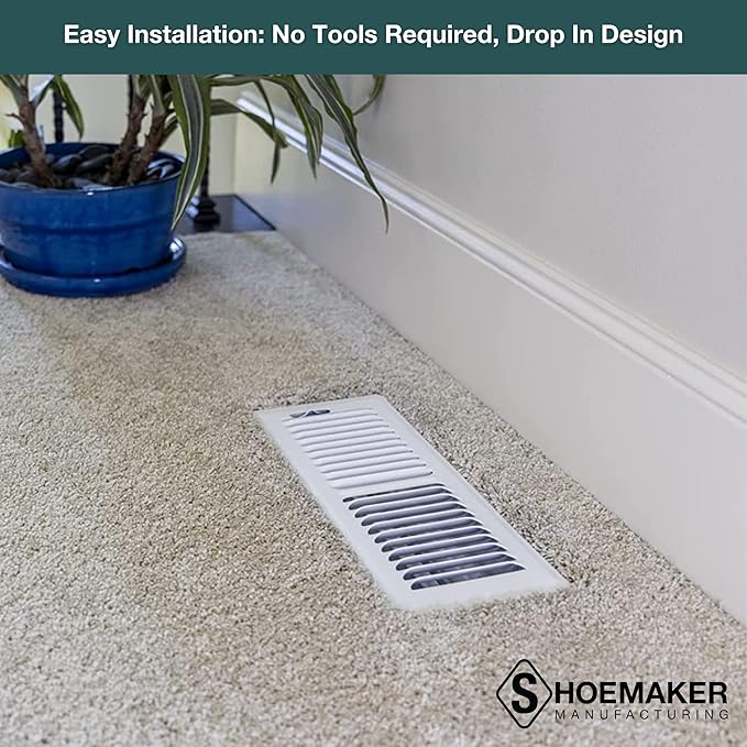Shoemaker 6x12 Floor Register – Soft White Heavy Duty Metal Floor Vent Cover for Home Floors - Premium Forced Air Vent Covers