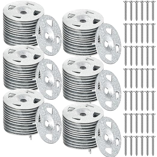 Fastener Kit Board Hardware Set, Includes 1-1/8 Inch Galvanized Steel Washers and Stainless Steel Screws for Fixing Fastening Installation(1000 Pcs)