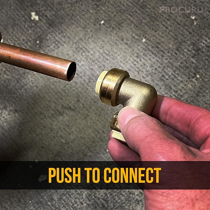 [10-Pack] PROCURU 3/4" Pushfit 90-Degree Elbow, Push-to-Connect Brass Plumbing Fitting for Copper, PEX, CPVC, PE-RT Pipes (8X2014-10P)
