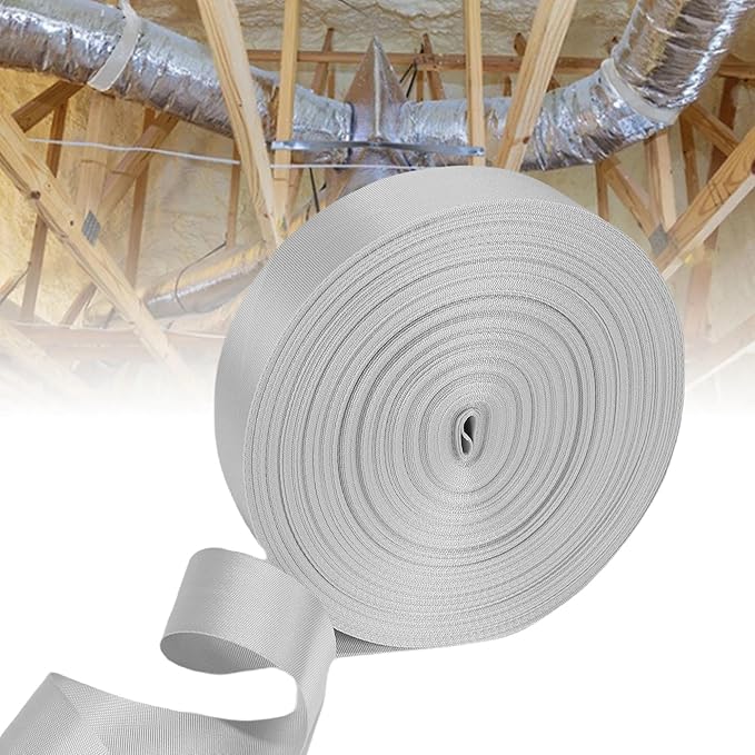 Heavy Duty Duct Strap – 1.95 in x 147 ft Grey Nylon Strapping for HVAC Duct, Durable Wrap Support Band for Building & Home Improvement