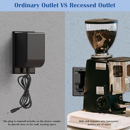 Recessed Outlet/Electrical Box Single Gang, for Wall Mount TV, Antenna, Phone and Cable TV, Suitable for GFCI Outlet and Standard Outlet, for Old or New Construction (Black)