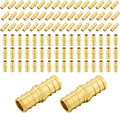 100-Pack PEX Fittings Niikappu 3/8"x3/8" Pex Straight Coupling, Brass Crimp Pipe Fittings for PEX Pipes, ASTM F1807