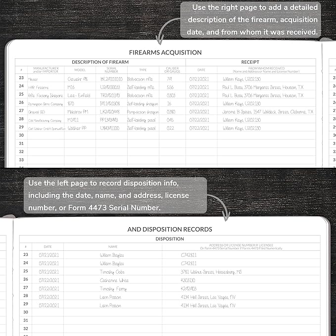 Skyline Firearms Acquisition & Disposition Record Book – Hardcover Gun Log Book for Firearm Dealers & Personal Use – Log Book for Receipt & Disposition Records, 10x7″(Gray)