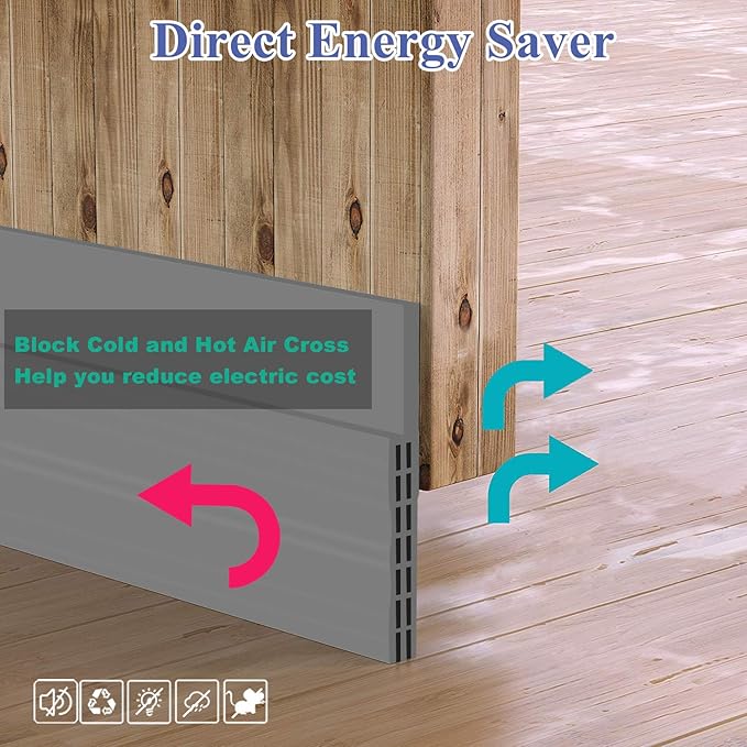 [New Upgrade] Huge Gap Door Draft Stopper, 3.4" W Widened Door Sweep Seal Gap Up to 1.8" for Interior & Exterior Doors - Keeping Draft, Noise, Dust and Unwanted Animals Out,3.4" W x 39" L,Grey