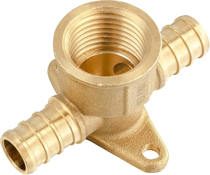 EFIELD 1/2" Pex x 1/2" Pex x 1/2" Female NPT Drop-ear Tee, Brass Crimp Fitting,(PEX1807170)