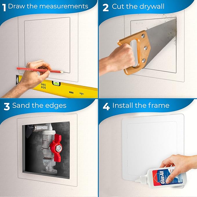 Access Panel for Drywall - 8x8 inch - Wall Hole Cover - Access Door - Plumbing Access Panel for Drywall - Heavy Durable Plastic White