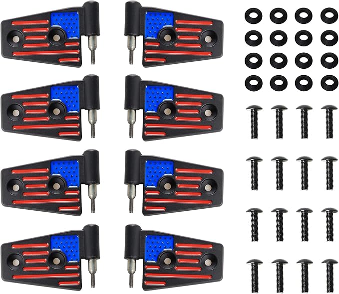 JK Door Hinges for Jeep, Replacement Original Factory Door Hinge Sleeve for 2007-2018 Jeep Wrangler JK JKU Rubicon Sahara Sports Accessories 4 Door, Aluminum, 8 Pcs, Black Color