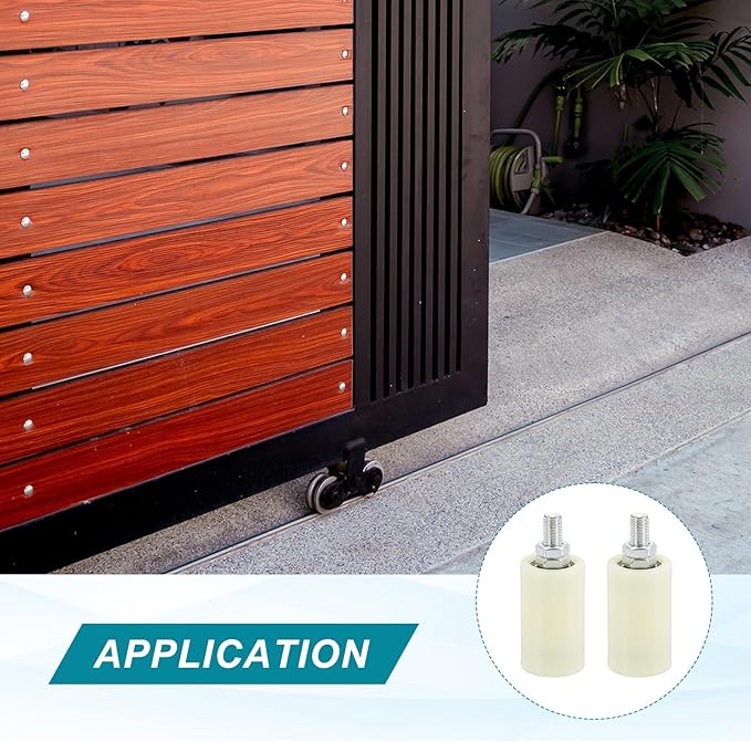 PATIKIL 2.8" x 1.6" Slide Gate Guide Roller, 2Set Adjustable Nylon Rollers for Sliding Rolling Gate of Balconies Bedrooms Bathrooms Shops Industry, White
