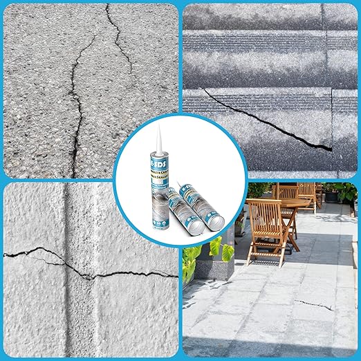 E-SDS Concrete Crack Filler and Sealant Self-Leveling, Polyurethane Adhesive Sealant Construction Crack Flexible Sealer Sealing Horizontal Cracks, Gray 10.5 fl. oz (3 Pack)