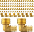 (Pack of 100) Efield Pex 3/4"x3/4" Male Threaded NPT Elbow Brass Crimp Fittings,(PEX1807099-100PCS)