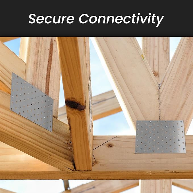 Repa Market 4-Pack 9.44 x 4.72 Inch Flat Brackets for Wood with Holes / Heavy Duty Steel Plate for Wood and Metal / Straight Flat Bracket Connector / Mounting Plate for Construction & DIY Projects