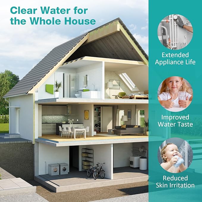 SimPure Whole House Water Filter Cartridges 5 Micron 20" x 4.5" PP+GAC+CTO 3-Stage Sediment and Carbon Filter Set, for DB20P-3, DGD-5005-20, GAC-20BB, FC25B, 1 Set
