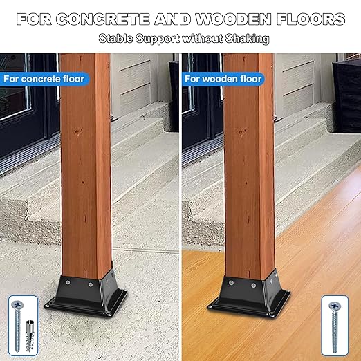 4x4 Post Base 20Pcs-Inner Size 3.6x3.6-Heavy Duty Metal Post Brackets-Deck Post Anchors-Solid Steel-Powder Coated-Wood Post Holder for Porch Handrail Railing Pergola Fence Pavilion-Support Deck Base