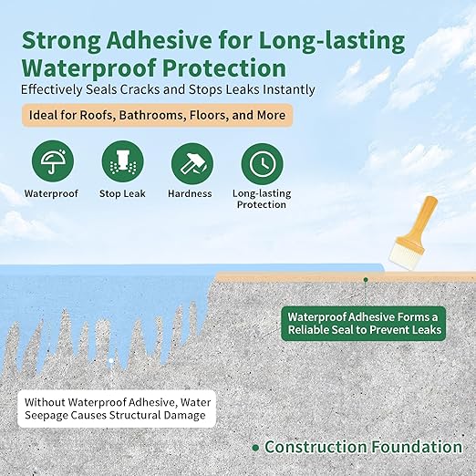 YKF Transparent Waterproof Sealant 12 Oz, Clear Water-Based Invisible Leak Repair Coating for Roofs, Walls, Bathroom, Shower, Kitchen, Indoor & Outdoor Waterproof Agent