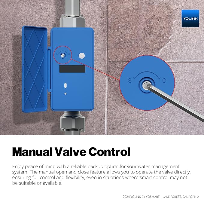 NSF Certified YoLink FlowSmart All-in-One Smart Water Meter & Auto Shutoff for 2" Pipes, LoRa Long-Range, Real-Time Leak Detection, 10-Year Battery, 80+ Device Ecosystem, Hub Required