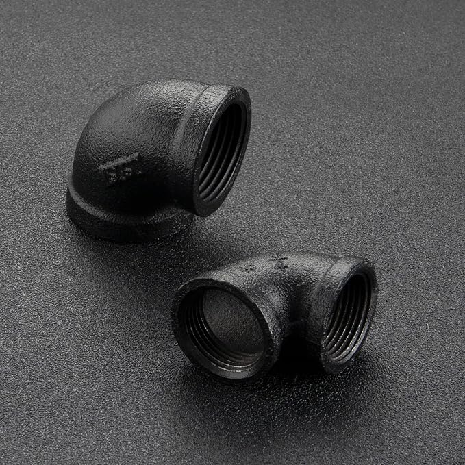 3/4" Black Pipe Fitting Elbow - Home Expert 20 Pack Industrial Pipe Fittings Iron Pipe Elbow for Steampunk Vintage Shelf Bracket DIY Plumbing