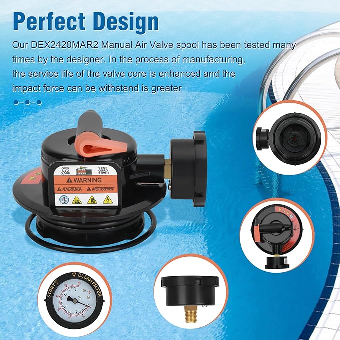 Miory DEX2420MAR2 Manual Air Relief Assembly, 2420MAR2 Air Relief Valve, Compatible with Pro Grid De Swimclear and Swim Clear Cartridge Filtersr, Replacement for DE and Cartridge Pool Filter