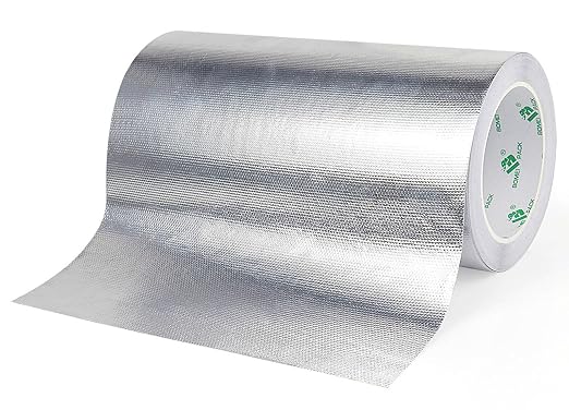 BOMEI PACK Adhesive Aluminum Foil Heat Shield Tape Barrier, Fiberglass Thermal Insulation Reflective Material High Temp Protection (9inch x 66ft)