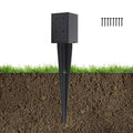 1 Pcs 4"x4" Fence Post Anchor Ground Spike 22"(Actual 3.6"x3.6") Heavy Duty Metal Fence Post Anchor with Black Powder-Coated for Deck,Fence,Porch,Railing,Mailbox