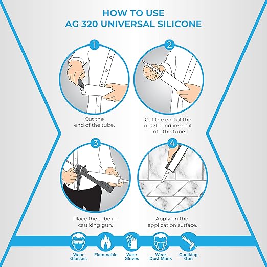 Adhesive Guru All Purpose Clear Silicone Sealant Waterproof 10.15 fl.oz, 100% Silicone Caulk, Weatherproof & Flexible Adhesive Sealant for Indoor and Outdoor Use, Transparent - 1 Pack