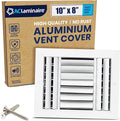 10x8 Inch (Duct Opening) Aluminum 4-Way Air Flow Vent – HVAC Vent Cover for Wall or Ceiling – Quiet HVAC Wall Register with Multi-Shutter Damper – Adjustable Curved Blade - Plastic Seal for Tight Fit