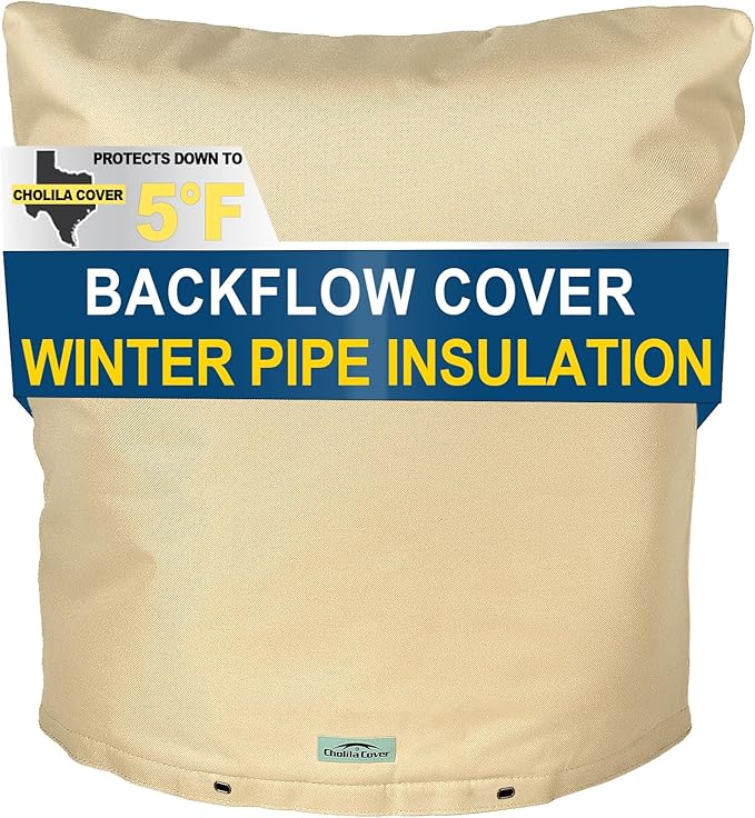 Backflow Preventer Cover Insulated (5°F) - 18" W x 24" H, 7-Layer Thick Fabric with Aluminum Foil for Winter Pipe Freeze Protection, Outdoor Sprinkler Valve Cover, Khaki