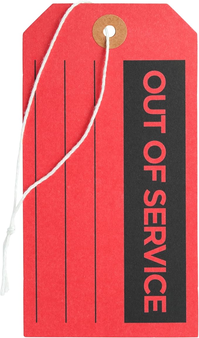 Stockroom Plus Red Tags with String - 5.75 x 3 in, 100 Pack - Red Equipment Repair & Inspection & Safety & Not in Use Tags