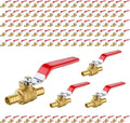 100-Pack Foskan 1/2 Inch PEX Crimp Full Port Ball Valve with Red Handle, Brass Quarter Turn Shut-off Valve for PEX Tubing
