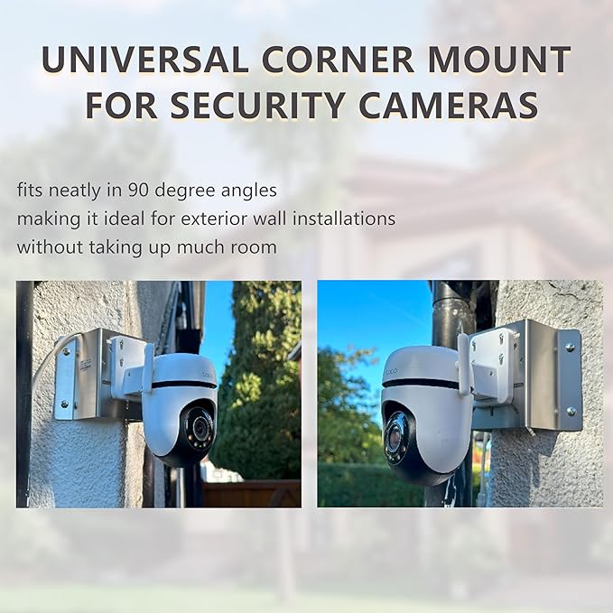 Universal Corner Mount for Security Camera Stainless Steel Mounting Corner Bracket Gives Bigger Field of Vision for Cameras Wall Mount Corner Fits for CCTV Camera, LED Wall, Stage Lights, Solar Panel