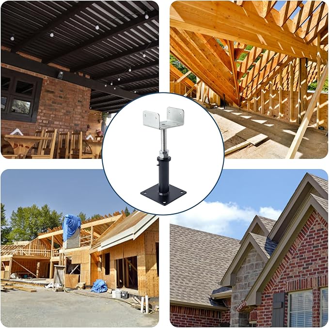 2 Pack U-Shaped Floor Jack - Adjustable Steel Beam Support for 4x2, 4x4, 4x6 Joists Heavy Duty Screw Jack with U-Head Telepost & House Jack.6-8.5 Inch Adjustment Range.