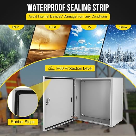 Garvee Outdoor Electrical Box, 24x24x12 Steel Junction Box, NEMA 4X Electrical Enclosure Box IP66 Waterproof & Dustproof, Universal Electrical Project Box with Lock & Mounting Plate