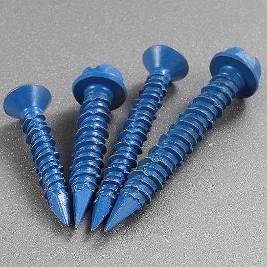 3/16 x 1-3/4 Inch 90PCS Concrete Screws, Flat Head Screws Anchor with Drill Bit, for Masonry, Block, Brick, Cement, Stacoo, Diamond Point