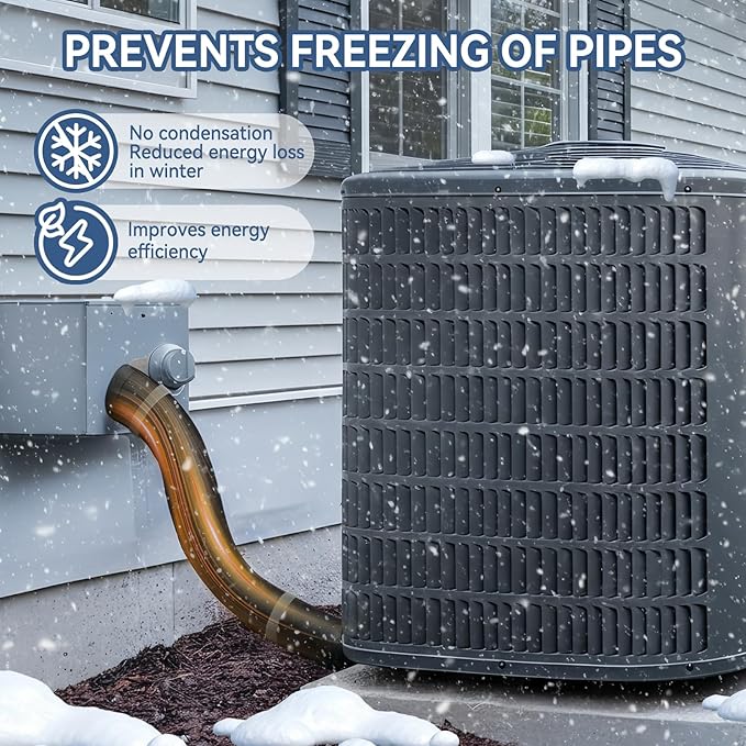 5-Layer HVAC Pipe Insulation Foam Tube 78.7"×10.6", Cut-to-Fit AC Line Insulation Cover for 1/4" 1/2" 3/4" 1" 1.75" 2" 3" Copper Pipe, Flexible Split Foam Wrap Sleeve for Mini Split & Central AC,Black