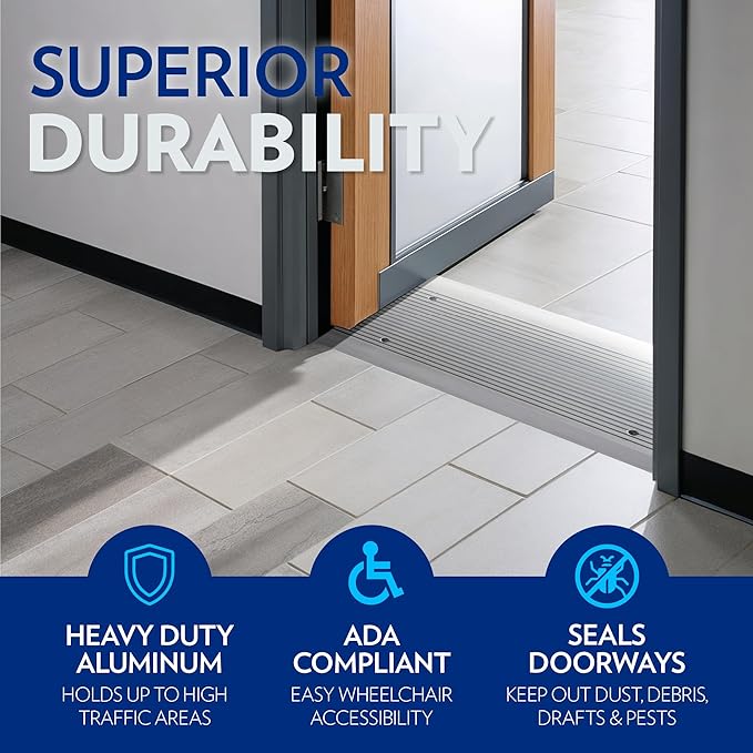 Premium Aluminum Door Threshold - Door Saddle Flat Utility ADA Wheelchair Compliance - Aluminum, 10" Wide x 48" Long