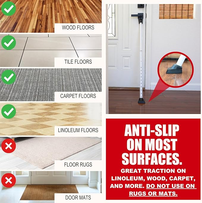 SECURITYMAN Door Security Bar & Sliding Patio Bar - Constructed of High Grade Iron - Great for Apartment Security, Hotel Safety, or Home Protection Door Stoppers