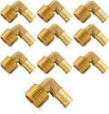(10-Pack) PEX Fittings, Pex 1/2" x 1/2" Male Threaded NPT Elbow Adapter, Brass Crimp Fittings, for PEX Tubing Pipe Plumbing, ASTM F1807(PEX1807096)
