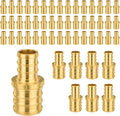 50-Pack PEX Fittings Niikappu 3/8"x1/2" Pex Straight Coupling, Brass Crimp Pipe Fittings for PEX Pipes, ASTM F1807