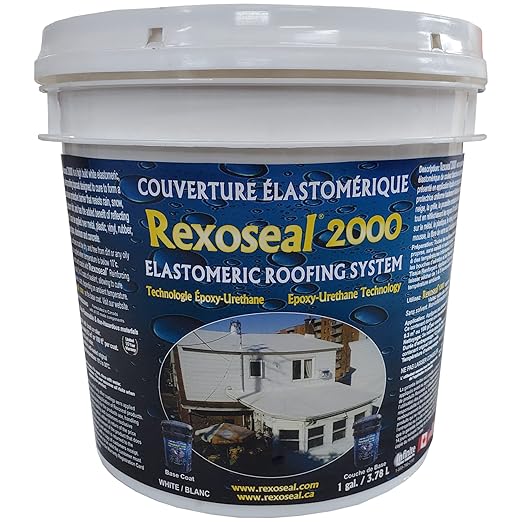 Rexoseal 2000 Waterproofing Roof Sealant - Liquid Rubber Coating System - Metal Roofs, Wood Roofs, Asphalt Shingle Roofs, Rubber Roofs and Rolled Roofs - Gray, 1 Gallon