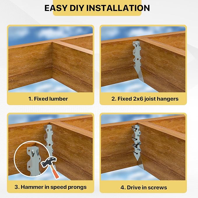 25 pcs 2x8 Joist Hanger,LU28 20 Gauge Double Shear Face Mount Joist Hanger,Hurricane Ties for Rafters Tie Brackets Great for Floor Deck and Ceiling Joists