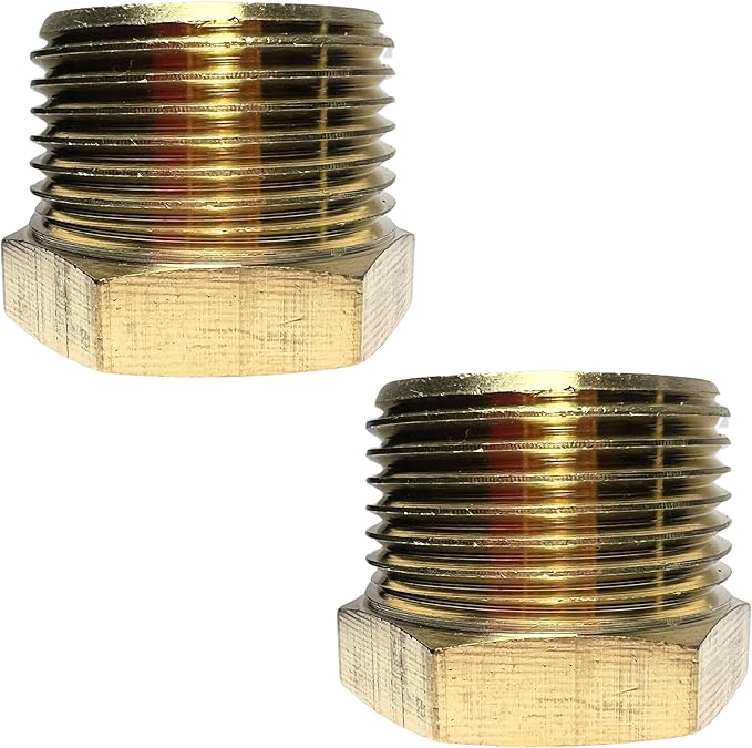 2pcs 3/4" NPT Male x 1/4" NPT Female Brass Reducer Hex Bushing Threaded Fitting Adapter by CX WONDERLAND