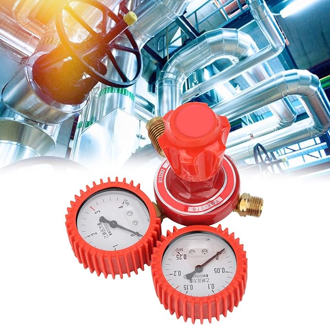 Pressure Reducing Valve Alloy Steel Acetylene Pressure Reducer YQE03A G58in 12mh for Welding Torch and Gas Cutting Tools Red 8mm