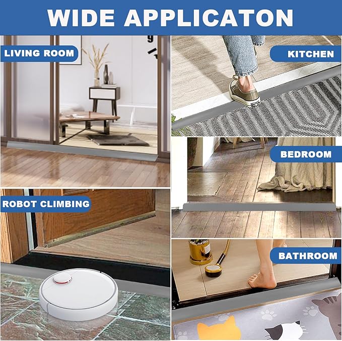 Vinyl Door Threshold Flooring Transition Strip Self Adhesive Carpet Edging Strip for Laminate Doorway Edge Threshold from 3/5" to 4/5" (Gray, 3.3 Ft)
